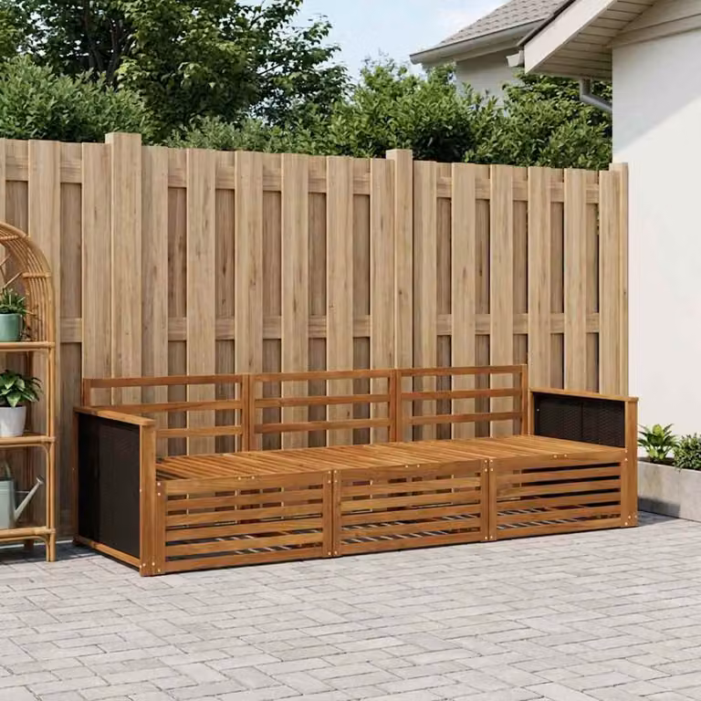 Set di divani da esterno 3 pezzi vidaXL in legno di acacia massello marrone