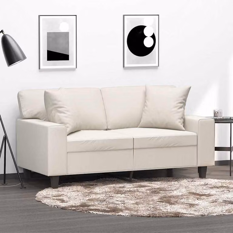 Set di 2 cuscini decorativi vidaXL in similpelle beige, forma quadrata, L 40 x P 40 x H 40 cm