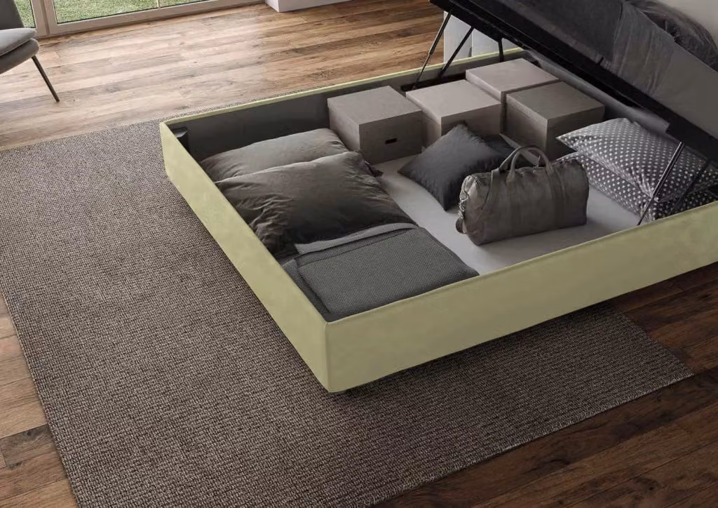 Letto matrimoniale king size Appia Large Ityhome imbottito in microfibra colore tè verde L 210 cm x P 190 cm – 2