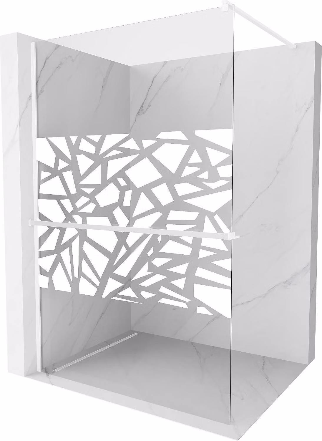 Mexen Kioto+ parete doccia con mensola Walk-in 70 x 200 cm, motivo bianco, bianco - 800-070-121-20-85