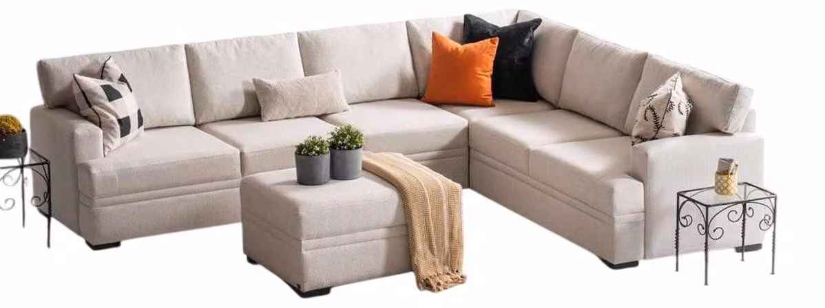 L-Form Ecksofa in Elegantem Beige – Perfekt für Ihr Wohnzimmer