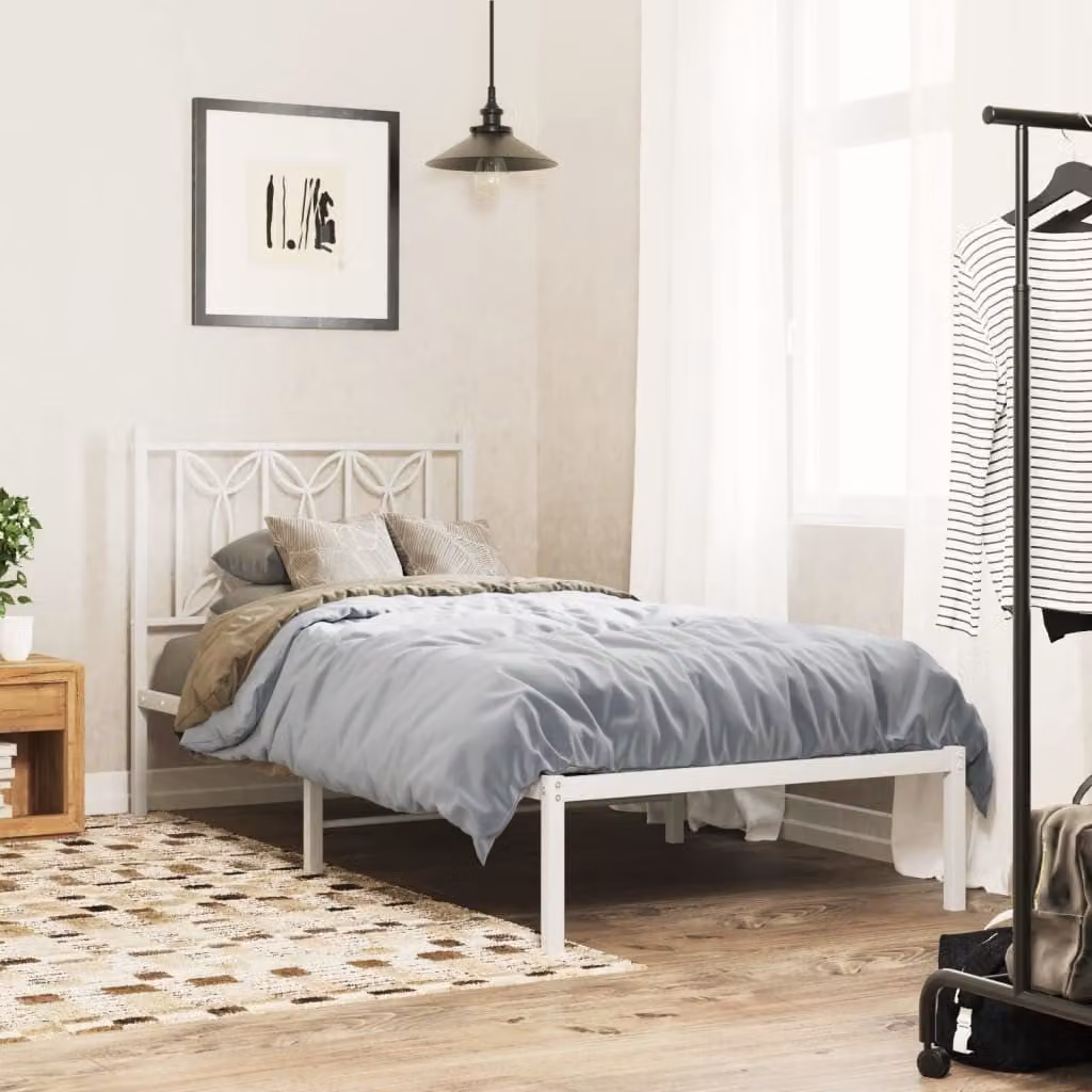 vidaXL Giroletto con Testiera in Metallo Bianco L 80 cm x P 200 cm