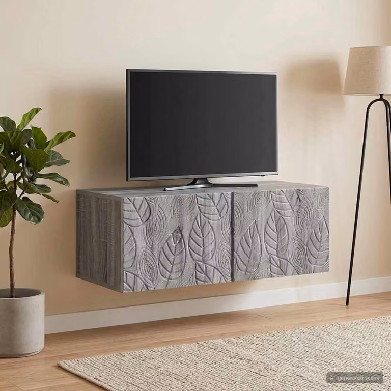 vidaXL Mobile Porta TV da Muro in Legno MDF Grigio con Stile Vintage L: 78,5 cm, P: 41 cm, H: 30 cm