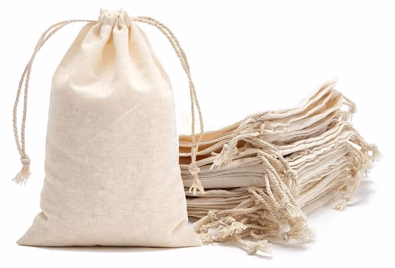 Sacchetti di cotone con coulisse, dimensioni 10x15 cm, confezione da 50 pezzi, ideali per calendari dell'Avvento, confezioni regalo fai-da-te