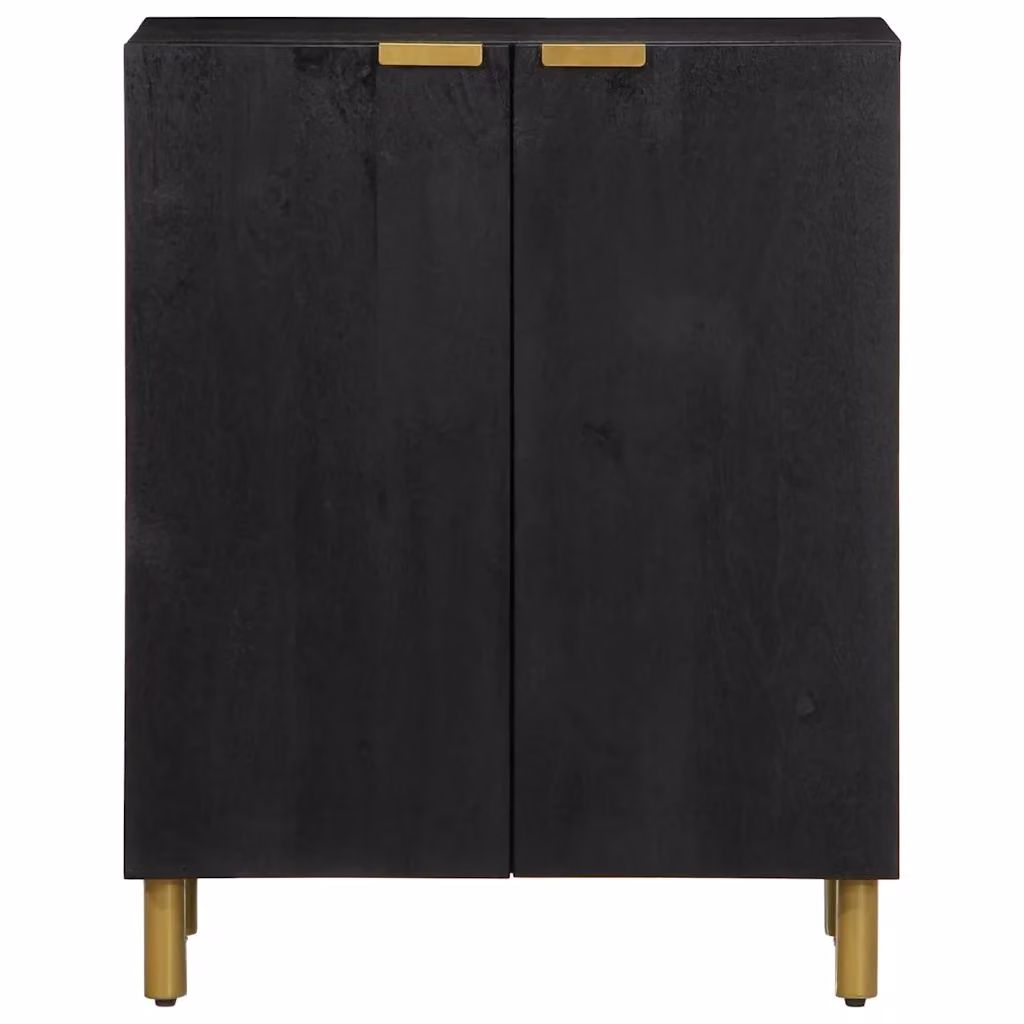 Credenza moderna vidaXL in legno di mango e metallo nera opaca L: 60 cm, P: 33 cm, H: 75 cm – 2