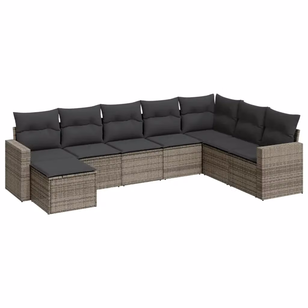 Set Divano da Giardino 8 pz vidaXL in Polyrattan Grigio con Cuscini e Struttura in Metallo – 2