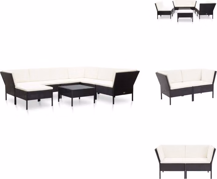 vidaXL set salotto da giardino 8 pezzi con cuscini in poly rattan nero - Set di mobili da giardino