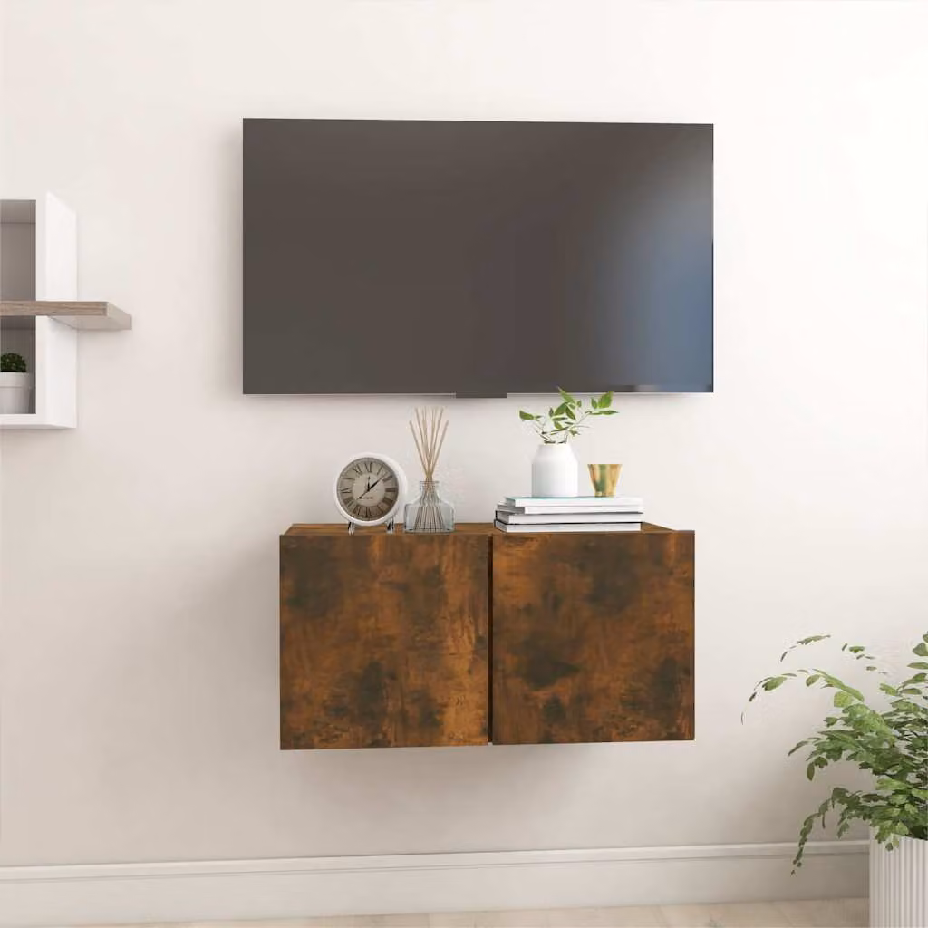 Mobile TV pensile vidaXL in legno Rovere Fumo, L 60 x P 30 x H 30 cm