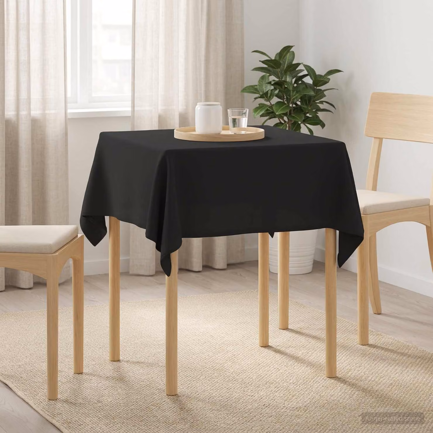 Set di 5 tovaglie quadrate vidaXL in poliestere idrorepellente e antimacchia, Grigio Scuro, 140 x 140 cm