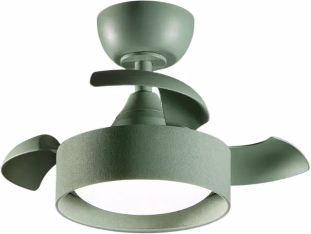 Ventilatore da Soffitto Perenz con Luce LED Integrata da 22W, Pale a Scomparsa in Acrilico, Colore Verde, Motore DC 40W, Diametro: 55 cm