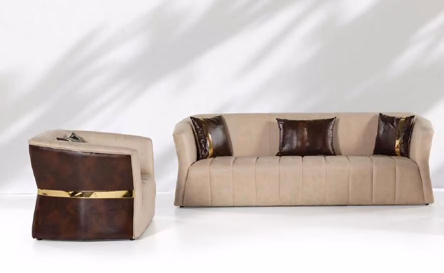 Robust Sofas Couchmöbel Sessel Stylisch Polstermöbel Sofagarnitur 3+1 Sitzer