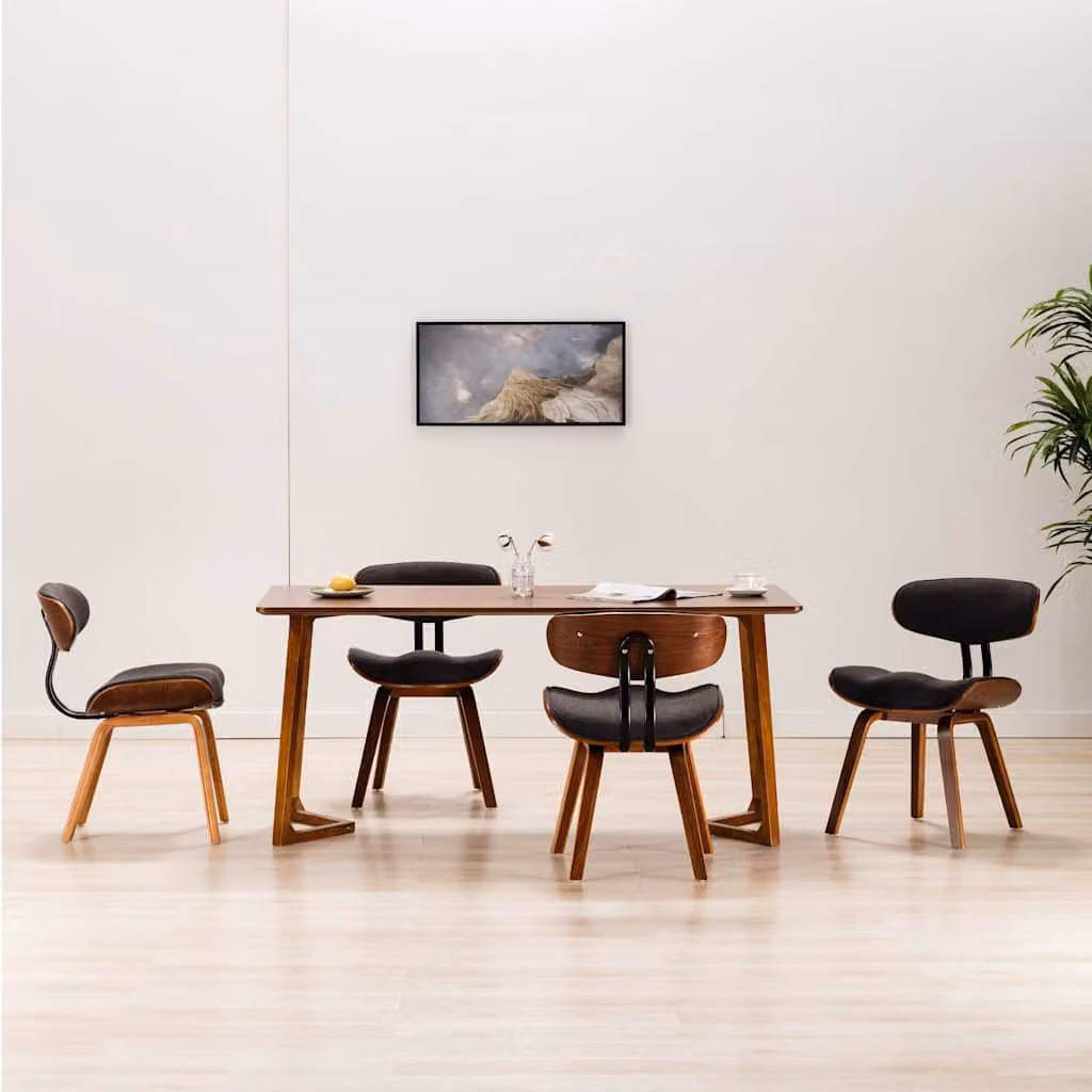 Set di 4 sedie da pranzo vidaXL in legno e similpelle grigia per cucina e sala da pranzo – 1