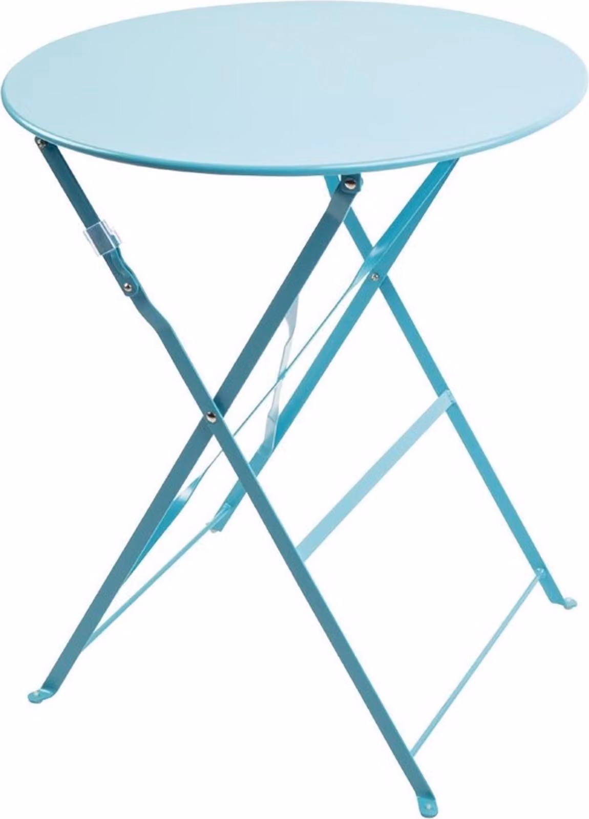 Tavolo da giardino pieghevole rotondo Bolero in acciaio, blu azzurro, 60 cm