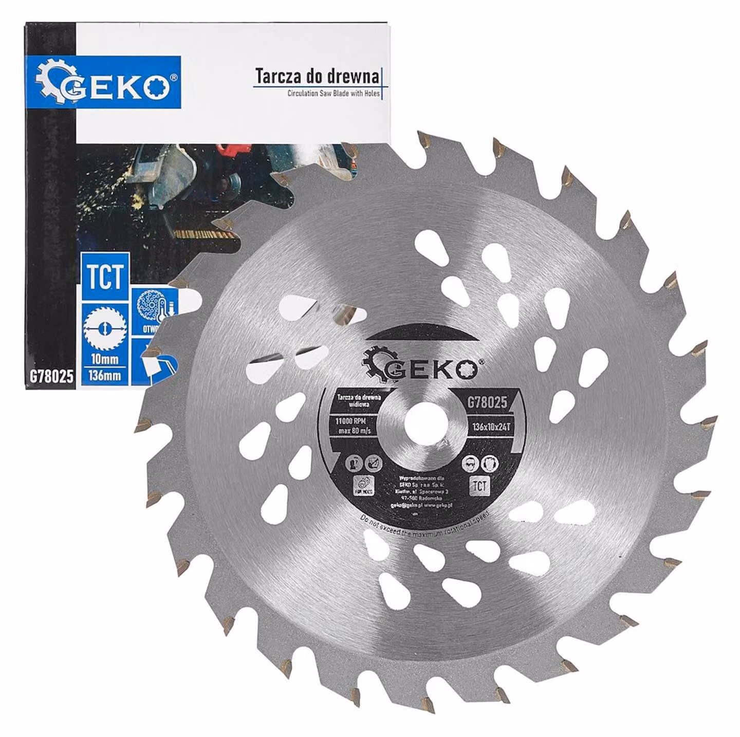 Disco in carburo di tungsteno per sega circolare per il taglio del legno, 136 × 10 mm, 24 denti