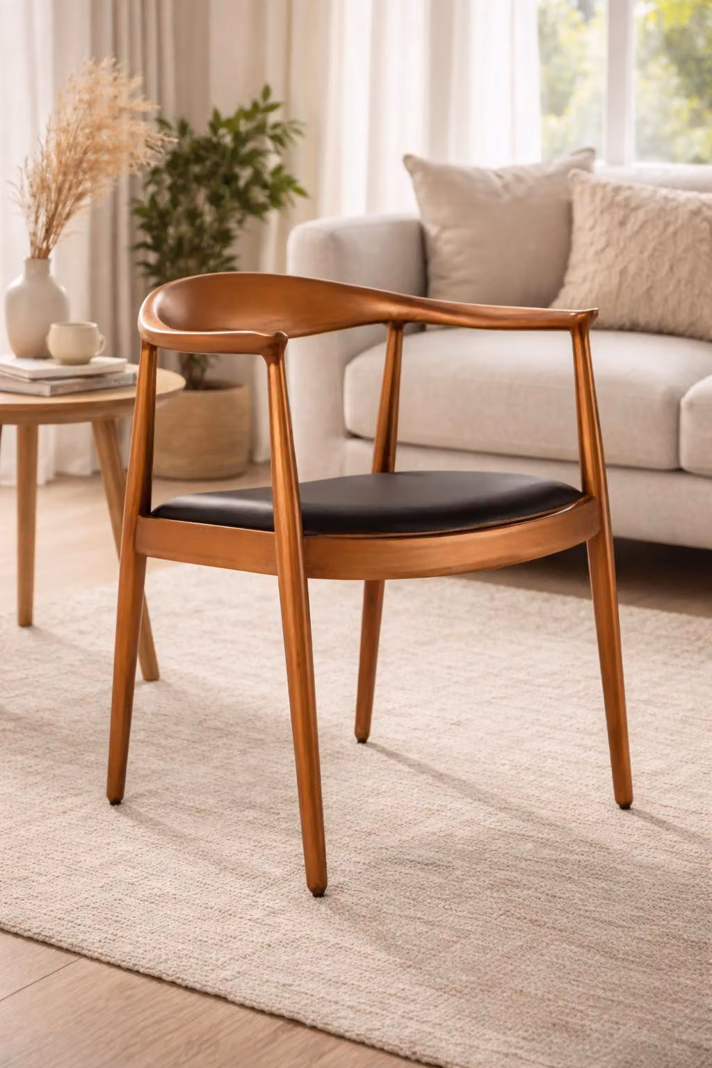 Braun-Schwarzer Designer Stuhl Exklusive Sitzstühle Wohnzimmer Stuhl