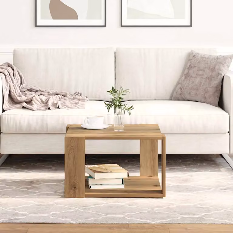 vidaXL Tavolino da salotto moderno in rovere marrone, L/P/H: 51,5 x 51,5 x 30 cm