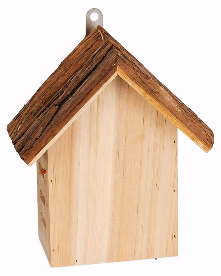 Relaxdays Casetta per coccinelle, legno, A x L x P: 22,5 x 19 x 12,5 cm, da appendere, giardino, rifugio per coccinelle, naturale