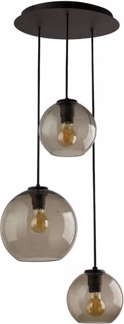 Lampadario a sospensione Nowodvorski Lighting in vetro nero e fumé, diametro: 40 cm, 3xE27