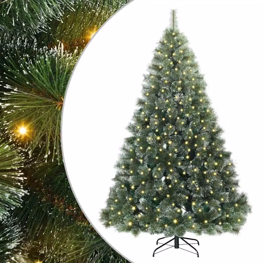 Albero di Natale artificiale moderno vidaXL verde con 300 LED luce bianca calda in PE e PVC, Altezza: 240 cm – 2