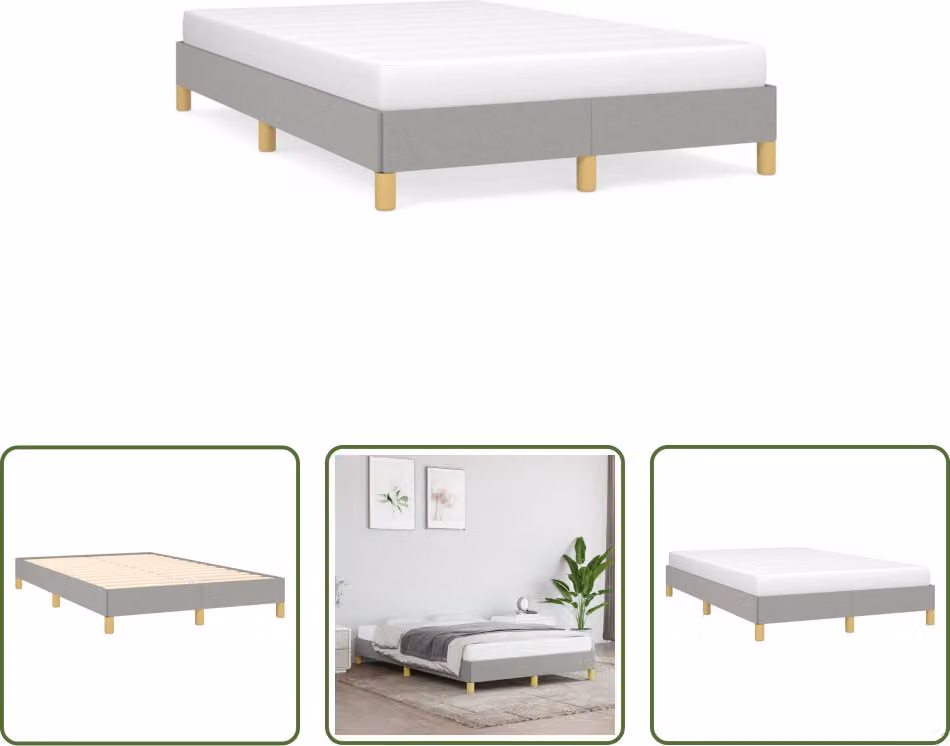 The Living Store Struttura letto grigio chiaro 120x190 cm in tessuto