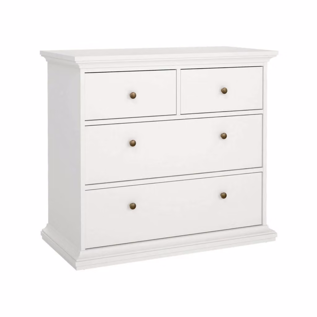 Cassettiera Arika DMORA bianca per camera da letto e soggiorno L 96 cm, P 49 cm, H 87 cm – 2