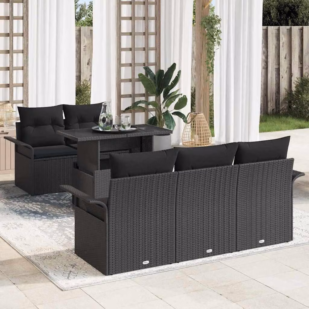 Maison Exclusive - Set Divano da Giardino con cuscino 6 pcs Nero polyrattan