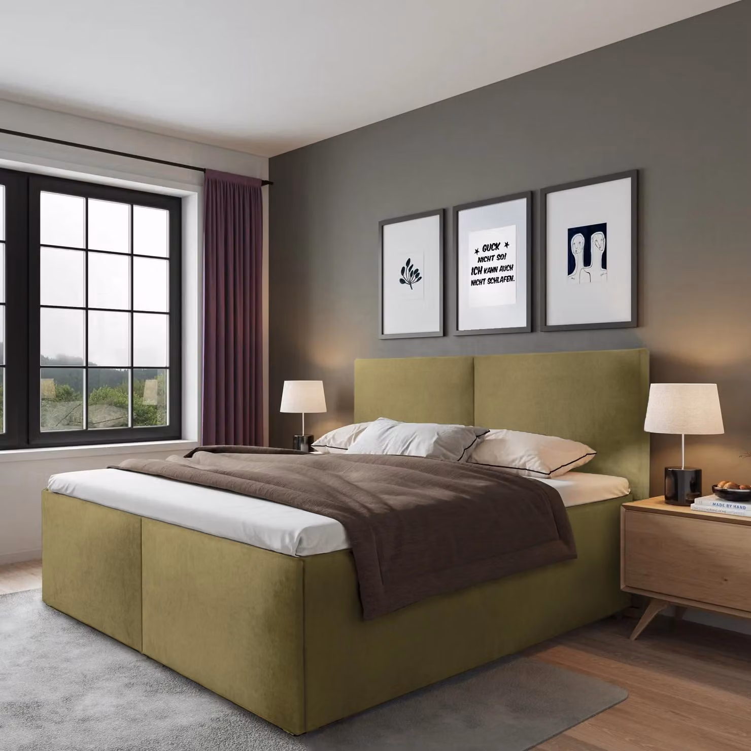 Letto imbottito Milano giallo curry 180 x 200 x 40 cm Spazio contenitore Con materasso di alta qualità H3 (fino a 120 kg) e rete a doghe