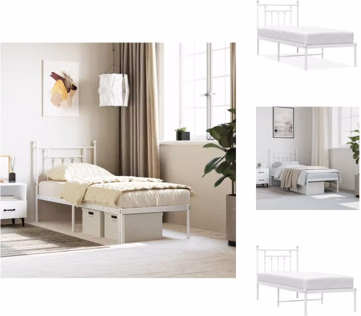 vidaXL Struttura letto con testiera in metallo bianco 75x190 cm - Letti e strutture letto