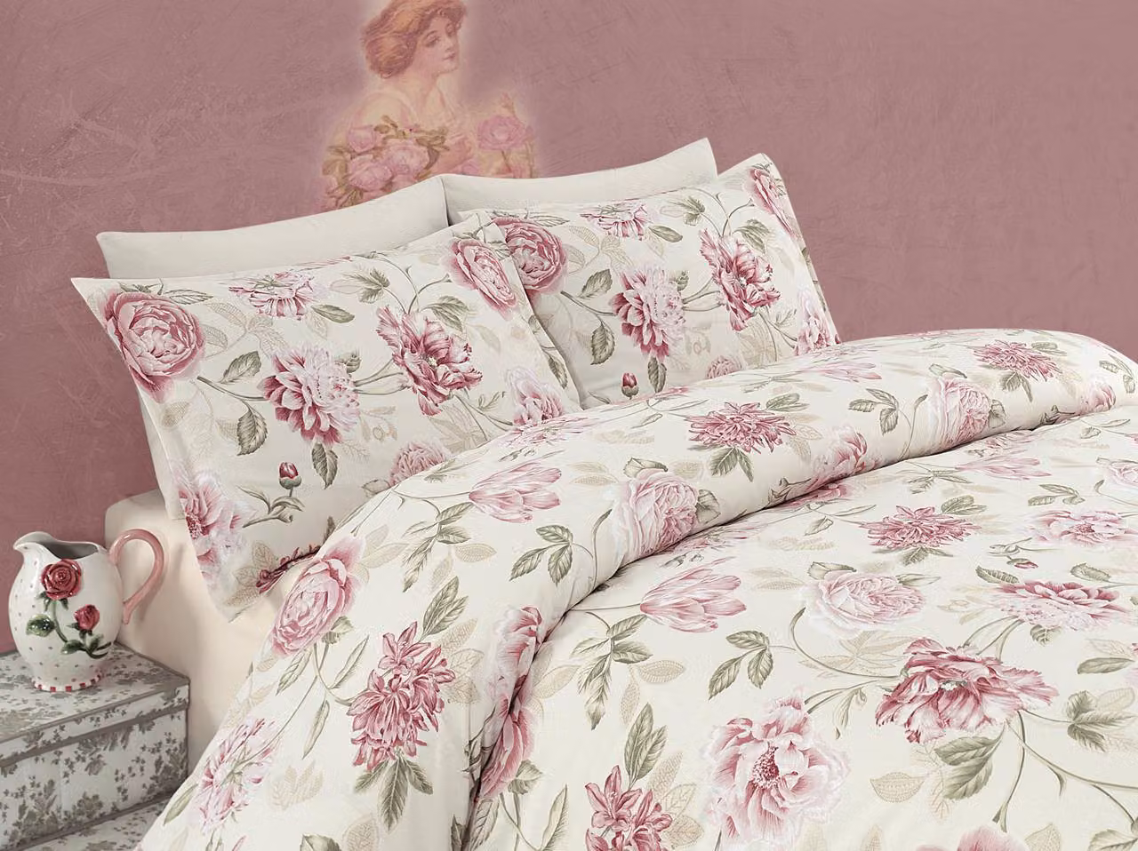 L'Essentiel Linge de Maison, Begonvilla- EPF2123, Rosa, Copriletti, 65% cotone / 35% poliestere