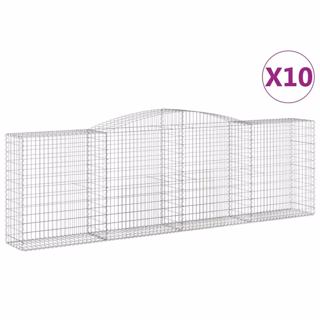 Set di 10 Cesti Gabbioni ad Arco Videx in Acciaio Zincato Colore Argento L: 400 cm, P: 50 cm, H: 120/140 cm – 2