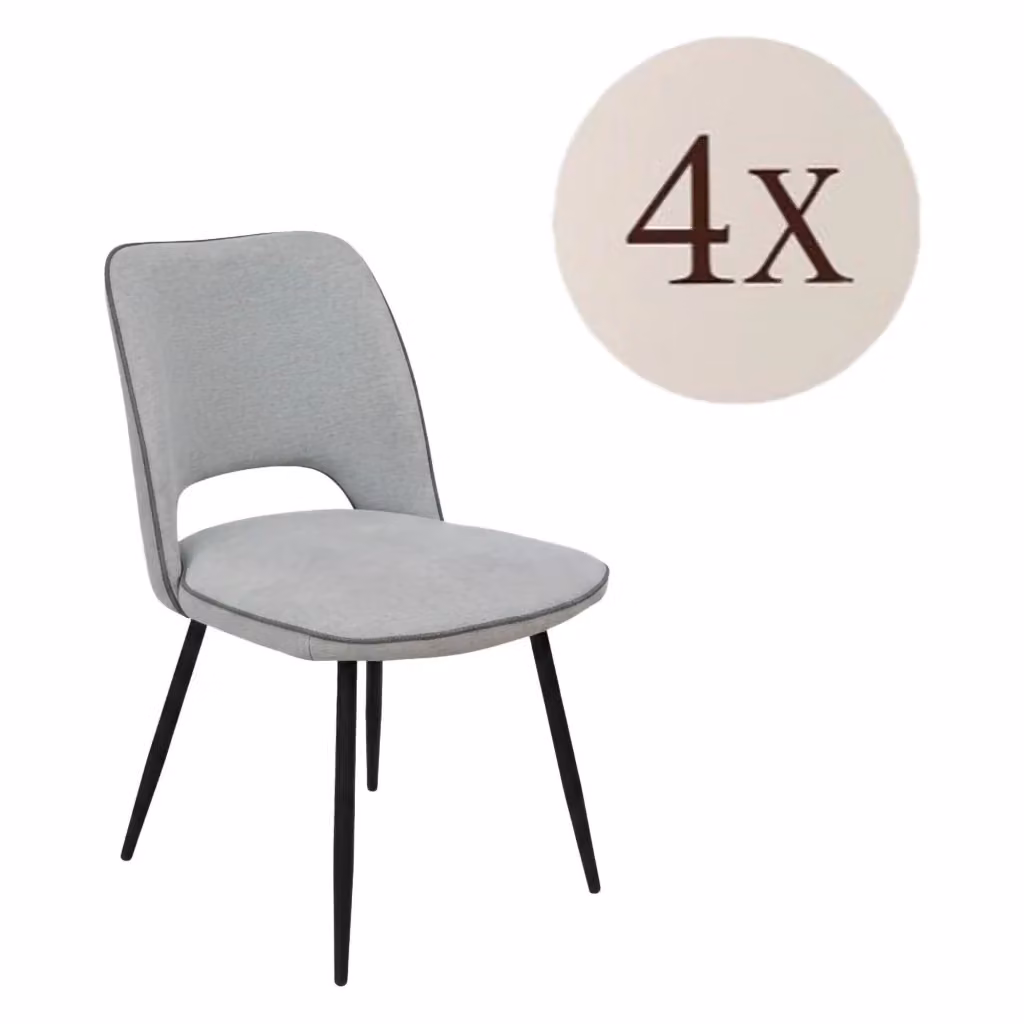Set di 4 sedie moderne Staffolo in tessuto grigio con struttura in metallo – 2