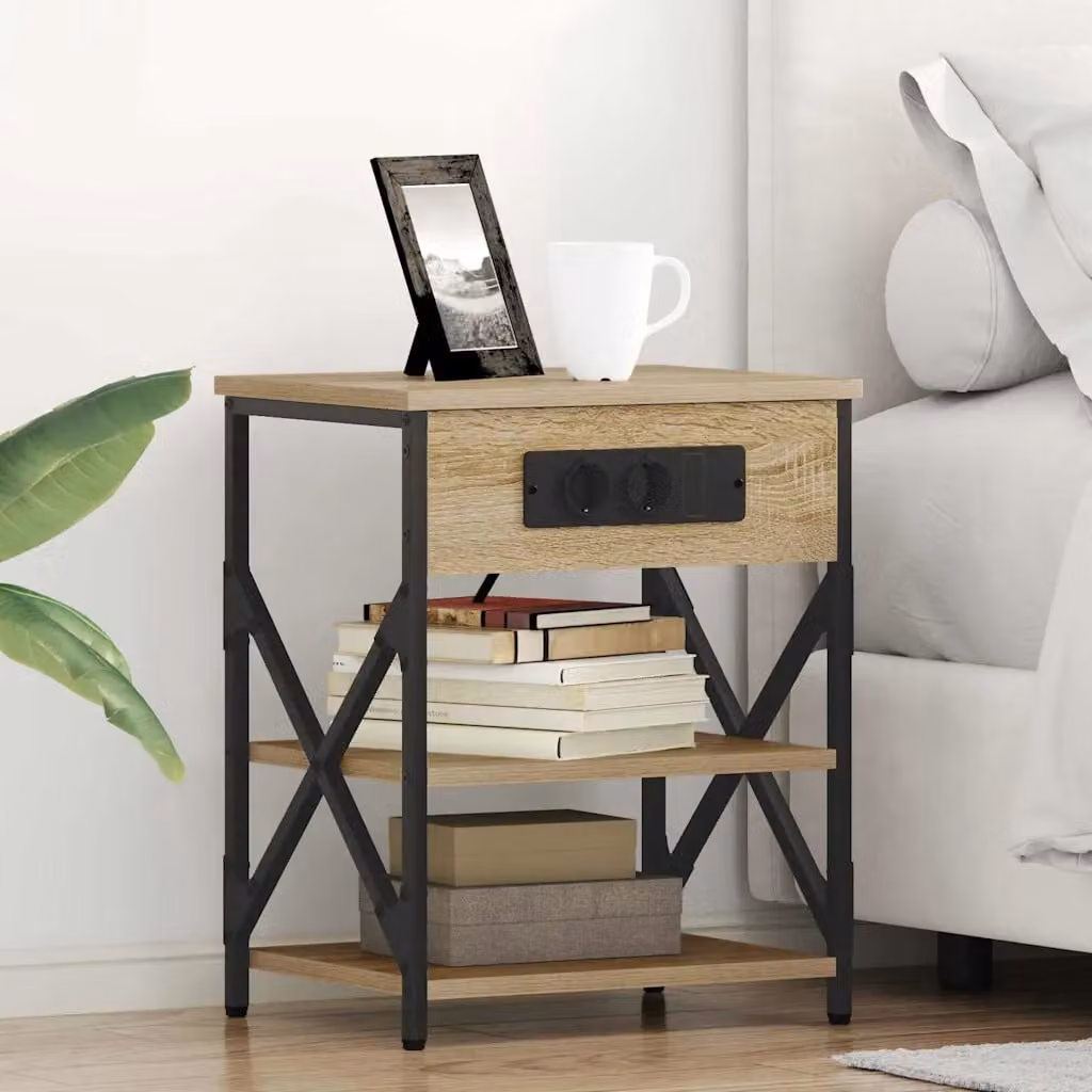 Armadio da notte vidaXL in stile industrial, colore marrone, L 41 cm x P 31 cm x H 51 cm