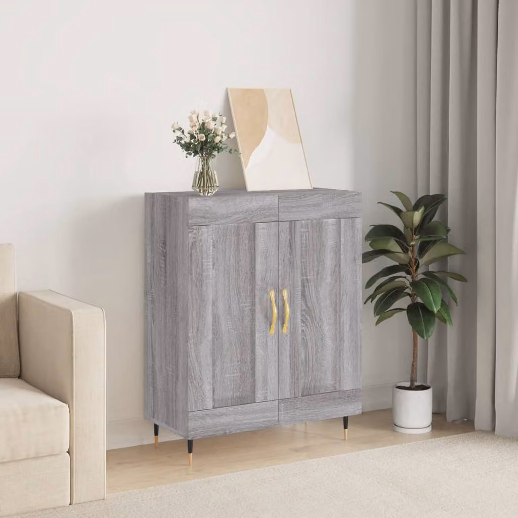 Credenza vidaXL in Legno Multistrato Grigio, L: 69,5 cm, P: 34 cm, H: 90 cm