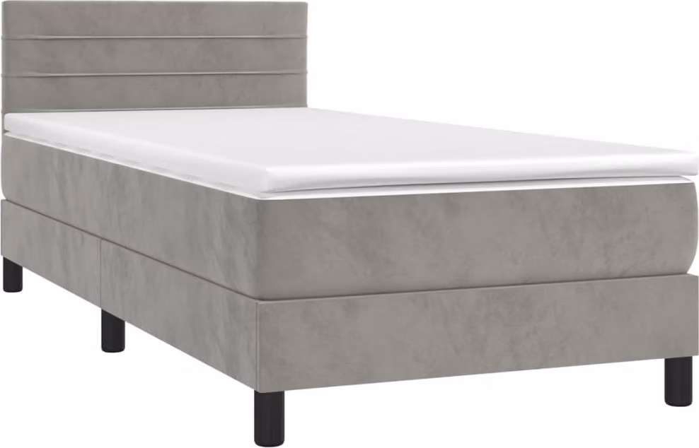 Giroletto a Molle con Materasso Grigio Chiaro 100x200cm Velluto