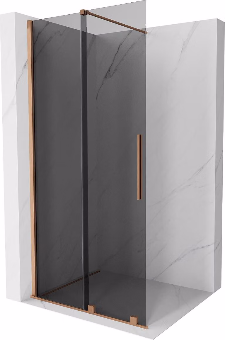 Mexen Velar pannello doccia scorrevole Walk-in 90 x 200 cm, grafite 8 mm, rame spazzolato - 871-090-000-43-65