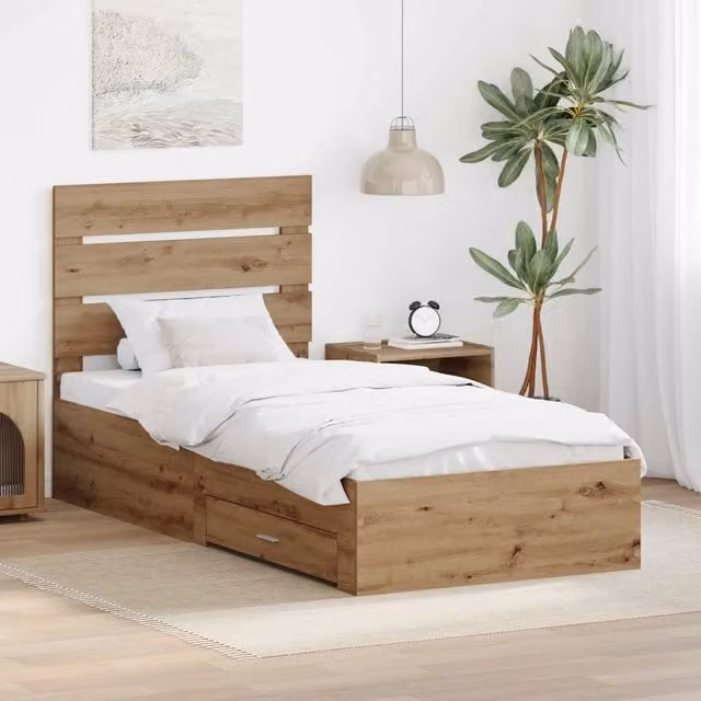 Struttura del letto con cassetto Rovere artigianale 90 x 200 cm 3412019