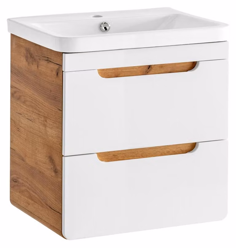 Design Waschbecken 57cm Badezimmer Waschtisch Bad Becken Hochglanz Weiß