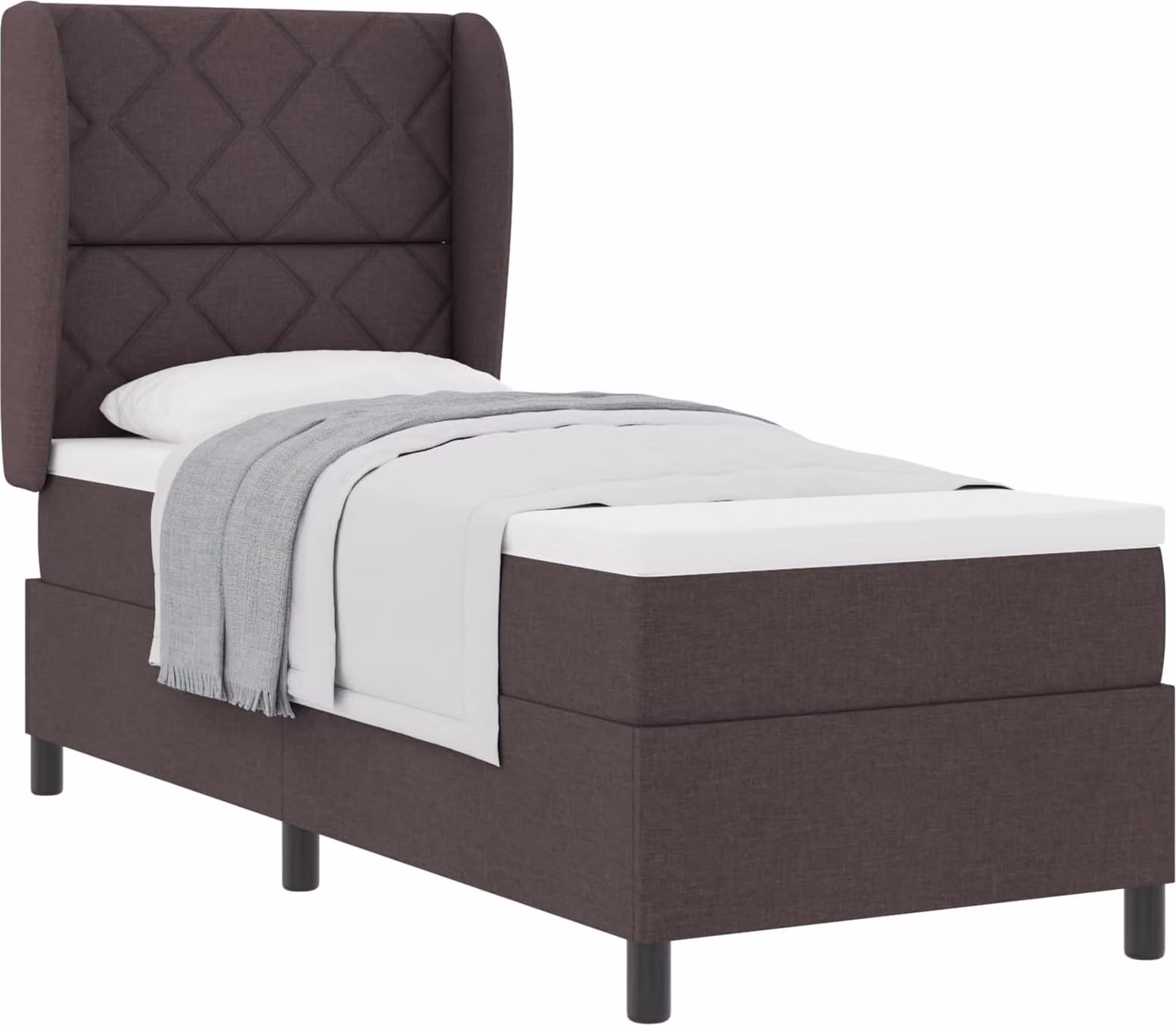 Letto a molle con materasso marrone scuro 80 x 200 cm in tessuto