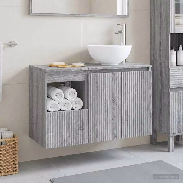 Set di mobili per il bagno 2 pz Sonoma grigio 3404040