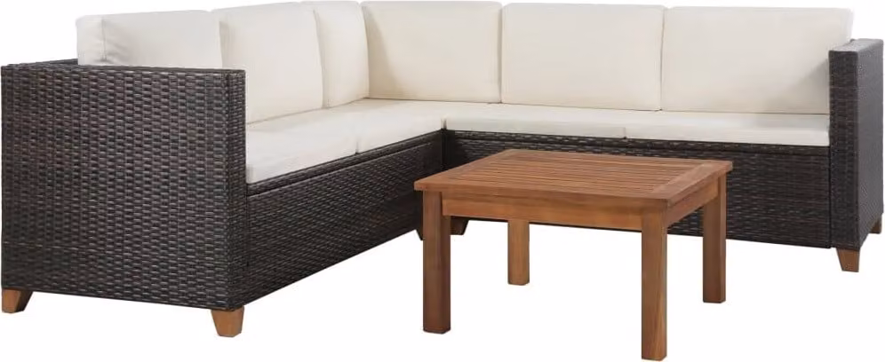 Maison Exclusive - Set da giardino 4 pezzi con cuscini in polyrattan marrone