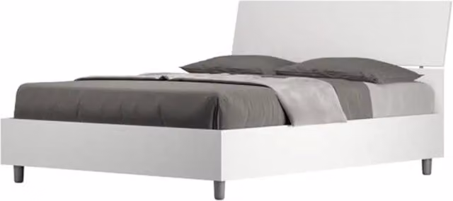 Letto matrimoniale francese con rete 140x200 testata inclinata bianco frassino Demas