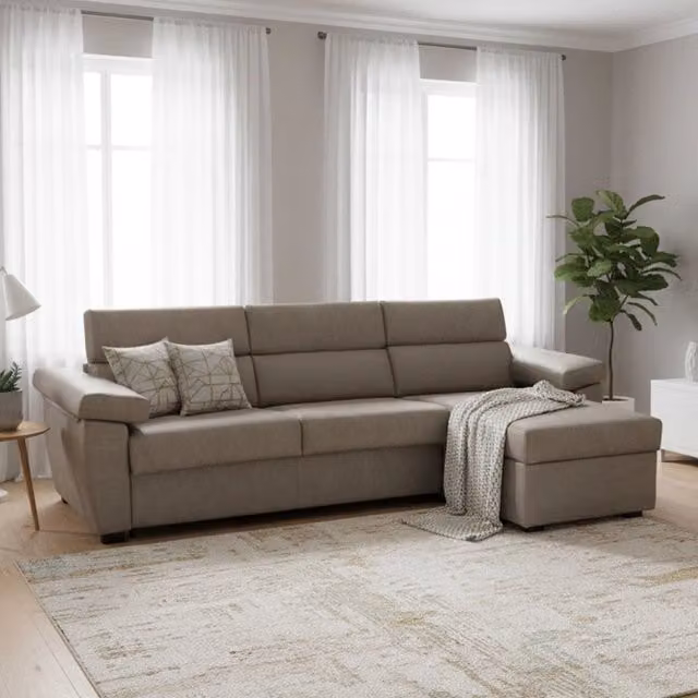 Tolle Divano Letto con Penisola Sfoderabile Made in Italy Grigio, L/P/H: 285 x 160 x 100 cm