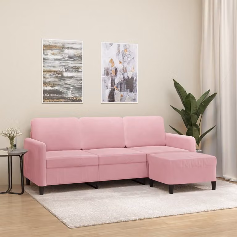 Maison Exclusive - Divano a tre posti con poggiapiedi Rosa 180 cm in velluto
