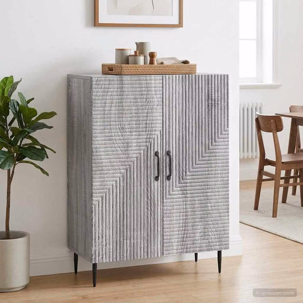 Credenza moderna vidaXL in legno ingegnerizzato e metallo, Grigio Sonoma, L: 66 cm, P: 34,5 cm, H: 89,5 cm