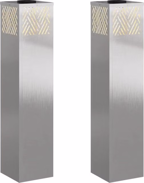 Set di 2 lampade solari a LED da giardino dal design moderno 18 x 18 x 80 cm in acciaio inossidabile argento 02_0052549