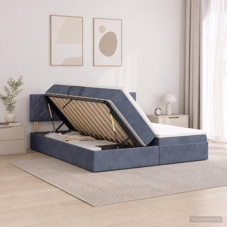 Letto con contenitore e testiera vidaXL in stile moderno, L/P/H: 200 x 200 x 88 cm, Grigio