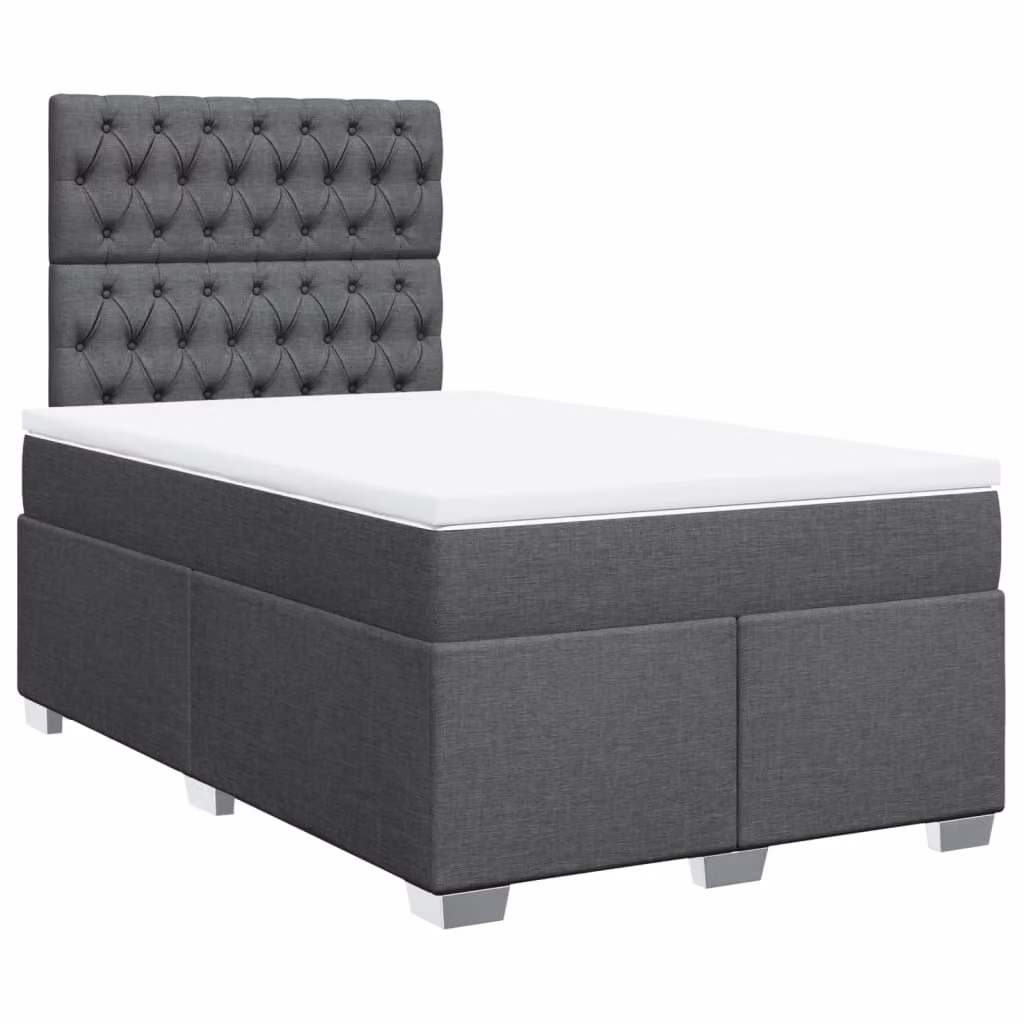 Giroletto a Molle con Materasso Grigio Scuro 120x190cm Tessuto