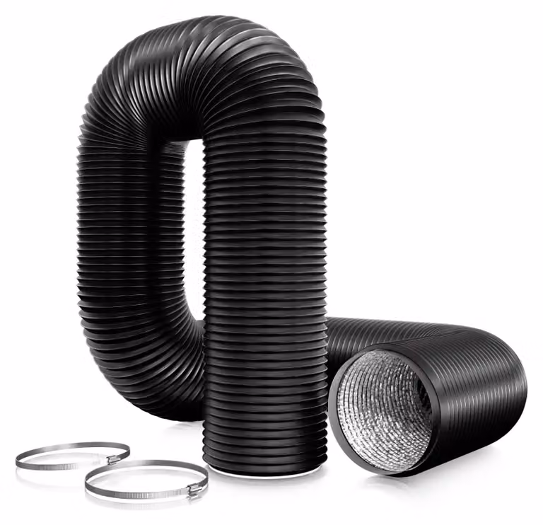 Tubo di scarico in PVC da 150 mm, 3 metri, con 2 fascette di fissaggio in acciaio inossidabile, per sistemi di ventilazione
