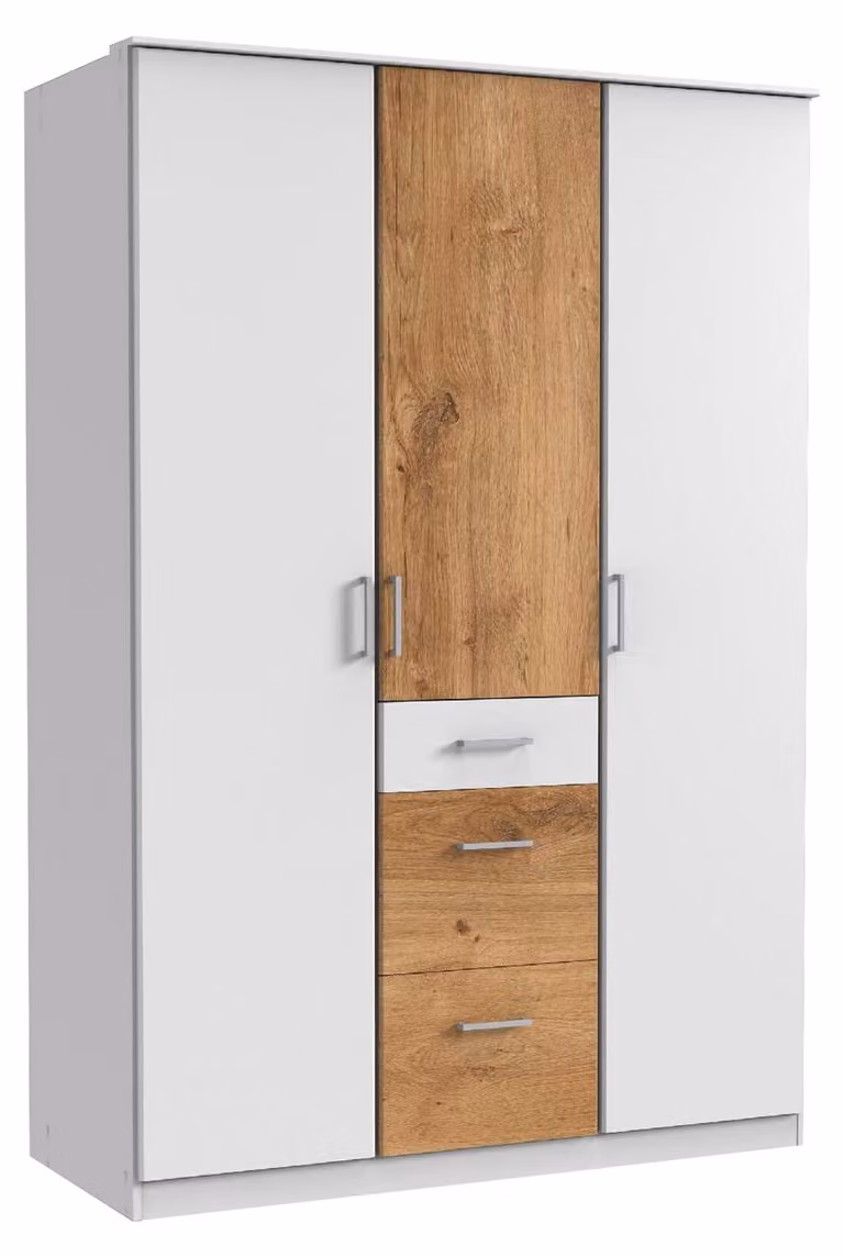 Armadio Click Armadio per camera da letto con cassetti, a scelta tra le finitureRovere listellare/bianco