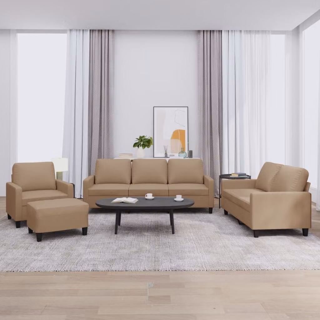 Maison Exclusive - Set divano 4 pezzi con cuscini in ecopelle color marrone cappuccino